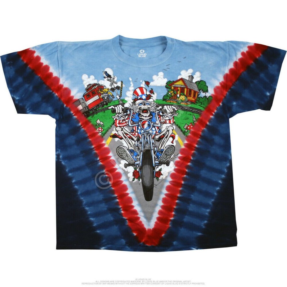 Grateful Dead Moto Sam Tie-Dye ~ Liquid Blue ~ Choose Your Size ~ Brand New!